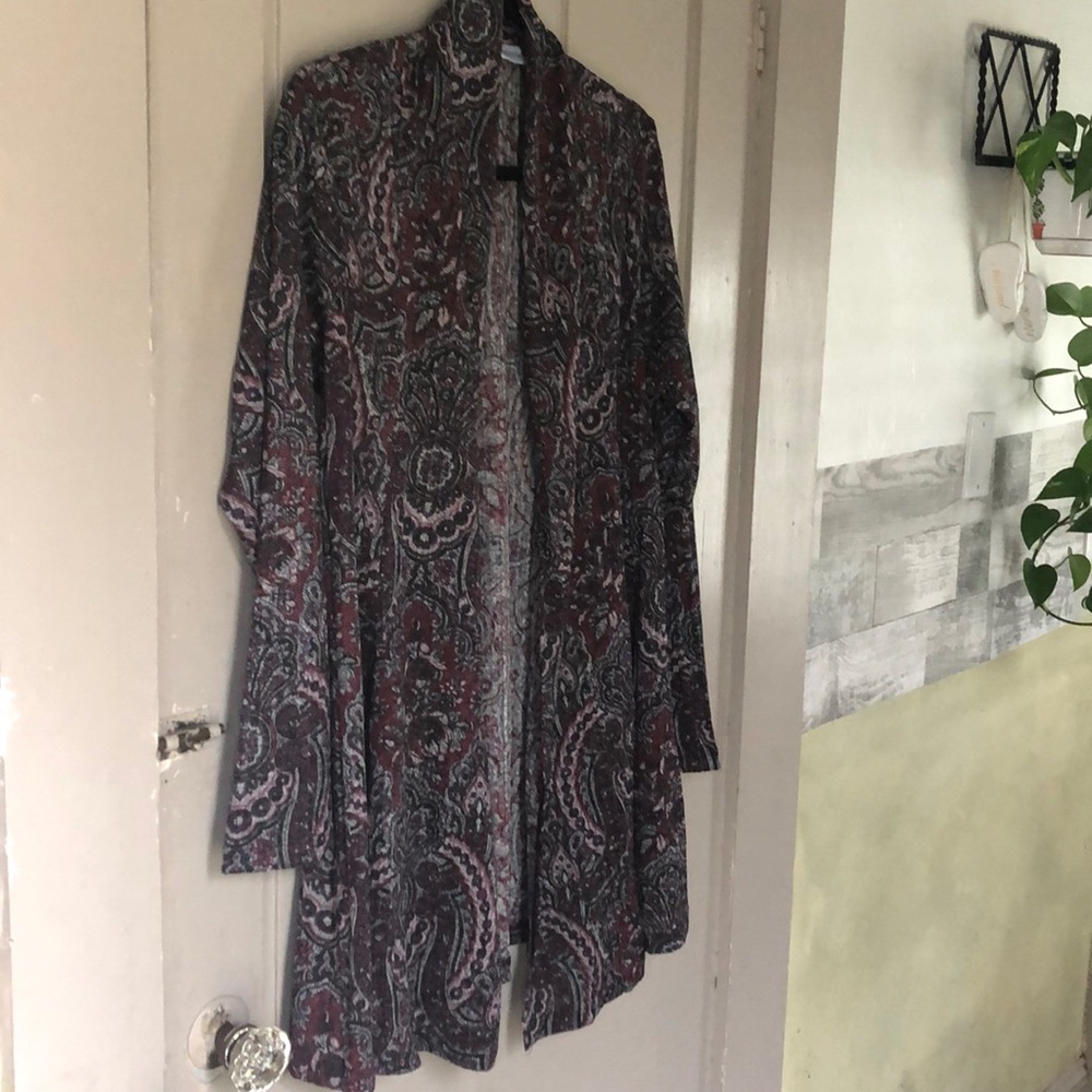 Susan Graver Paisley Ribbed SZ M Knit Cardigan NEW